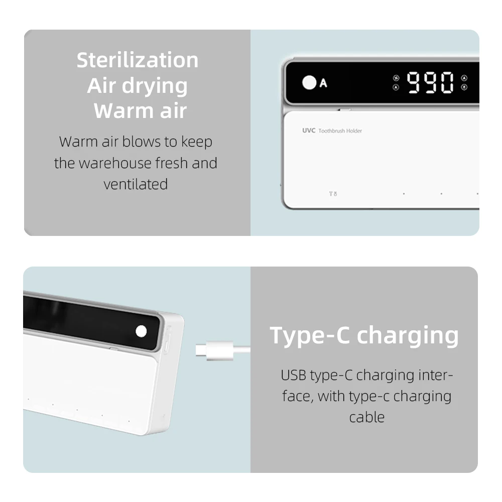 Akumulatorowy szybkoschnący sterylizator UV szczoteczek i maszynek 🦷